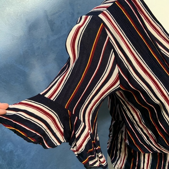 Red | Blue | Yellow Striped Peplum Top - Picture 4 of 10